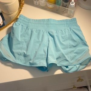 Hotty Hot High- Rise 4” Shorts- Cyan Blue